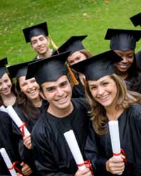 College Students Pose at Graduation